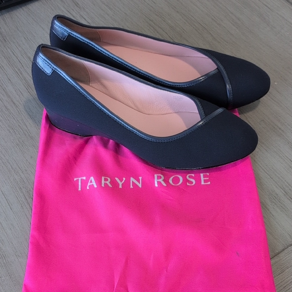 Taryn Rose Navy Flats with Pink Interior